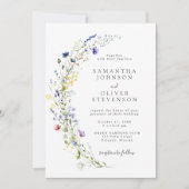 ワイルドフローラパープルボタニカルアーチリース結婚ズ 招待状 (正面)