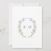 ワイルドフローラパープルボタニカルアーチリース結婚ズ 招待状 (裏面)