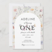 ワイルドフローラフレームワイルドフラワー1stバースデーガール 招待状 (正面)