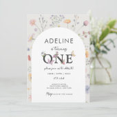 ワイルドフローラフレームワイルドフラワー1stバースデーガール 招待状 (スタンド正面)