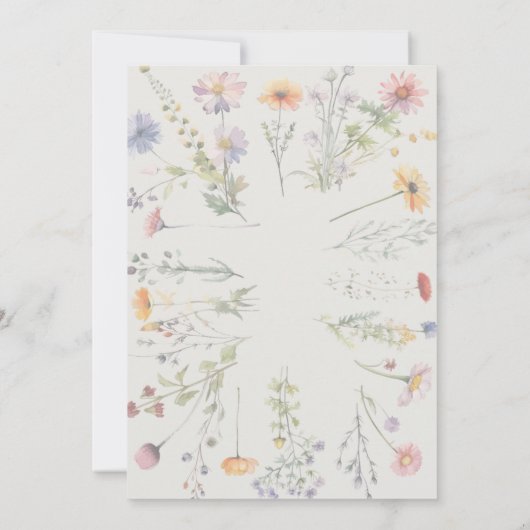 ワイルドフローラフレームワイルドフラワー1stバースデーガール 招待状 (裏面)