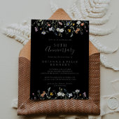 ワイルドフローラルブラック50th結婚記念日 招待状