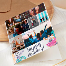 ワイルドフローラ水カラー誕生日7フォトグリッド