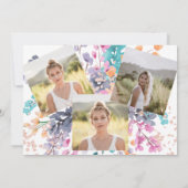 ワイルドフローラ水色グリッター甘い16写真 招待状 (裏面)