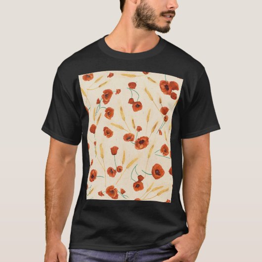 ワイルドフローラ：明るい背景パターン。 Tシャツ (正面)