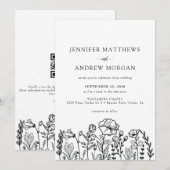 ワイルドフローラ | Qrコー結婚ド 招待状 (正面/裏面)