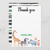 ワイルドブツサファライアニマル誕生日ありがとう サンキューカード (正面/裏面)