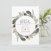 ワイルドブライダルシャワー |羽毛水色円 招待状 (スタンド正面)