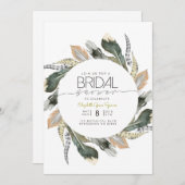 ワイルドブライダルシャワー |羽毛水色円 招待状 (正面/裏面)