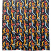 ワイルドブライトカラーヒッピーファンキーパターン シャワーカーテン (正面)