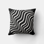 ワイルドブラックとホワイトの波状ストライプ装飾用クッション クッション (裏面)