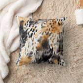 ワイルドブラッククリームヒョウアニマルプリント クッション (ブランケット)