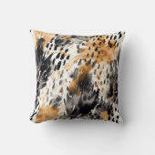 ワイルドブラッククリームヒョウアニマルプリント クッション (正面)