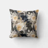 ワイルドブラッククリームヒョウ動物フローラ クッション (正面)