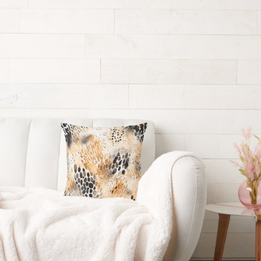 ワイルドブラッククリームヒョウ動物フローラ クッション (ソファ)