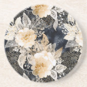 ワイルドブラッククリームヒョウ動物フローラ コースター (正面)