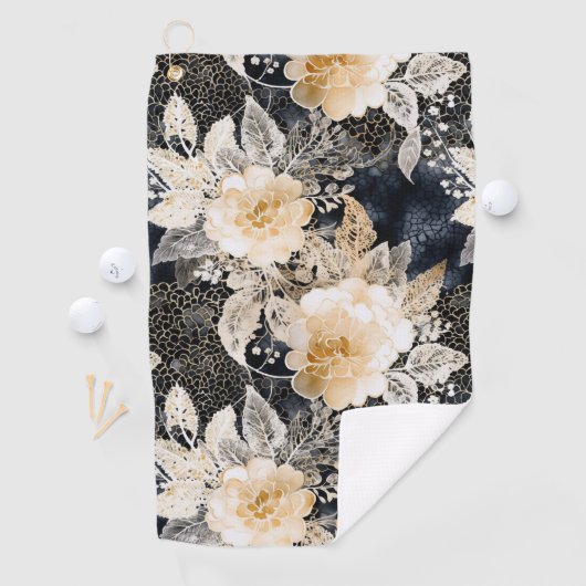 ワイルドブラッククリームヒョウ動物フローラ ゴルフタオル (インサイチュ)