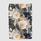 ワイルドブラッククリームヒョウ動物フローラ ゴルフタオル (正面)