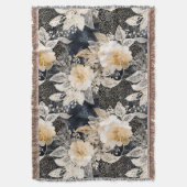 ワイルドブラッククリームヒョウ動物フローラ スローブランケット (正面縦)