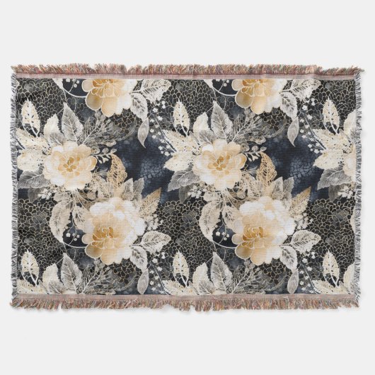 ワイルドブラッククリームヒョウ動物フローラ スローブランケット (正面)