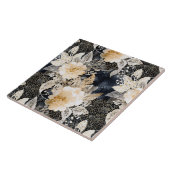 ワイルドブラッククリームヒョウ動物フローラ タイル (側面)