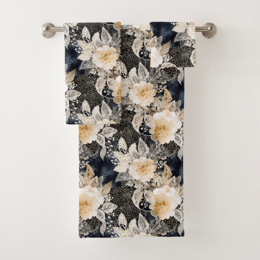ワイルドブラッククリームヒョウ動物フローラ バスタオルセット (インサイチュ)