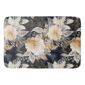 ワイルドブラッククリームヒョウ動物フローラ バスマット (正面)