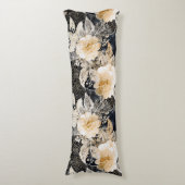 ワイルドブラッククリームヒョウ動物フローラ ボディピロー (正面縦)