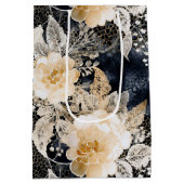 ワイルドブラッククリームヒョウ動物フローラ ミディアムペーパーバッグ (裏面)