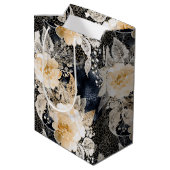 ワイルドブラッククリームヒョウ動物フローラ ミディアムペーパーバッグ (裏面アングル)