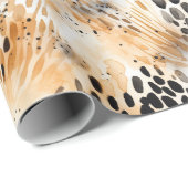 ワイルドブラッククリームヒョウ動物フローラ ラッピングペーパー (ロールコーナー)