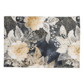 ワイルドブラッククリームヒョウ動物フローラ 枕カバー (裏面-左)