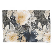 ワイルドブラッククリームヒョウ動物フローラ 枕カバー (正面左)