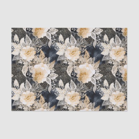 ワイルドブラッククリームヒョウ動物フローラ 薄葉紙 (正面)