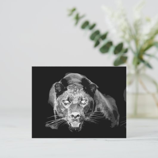 ワイルドブラックジャガー猫の目はがき ポストカード (スタンド正面)