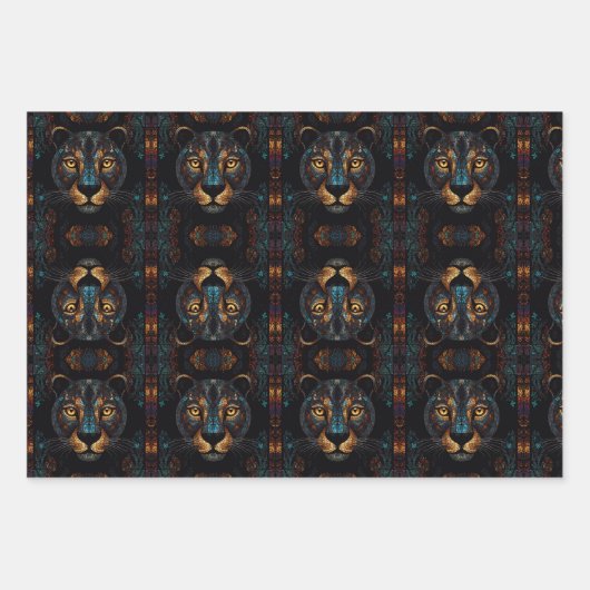 ワイルドブラックパンサーポートレート包装紙シート ラッピングペーパーシート (正面2)