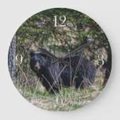 ワイルドブラックベア&フォレストワイルドライフフォトウォールクロック ラージ壁時計 (正面)