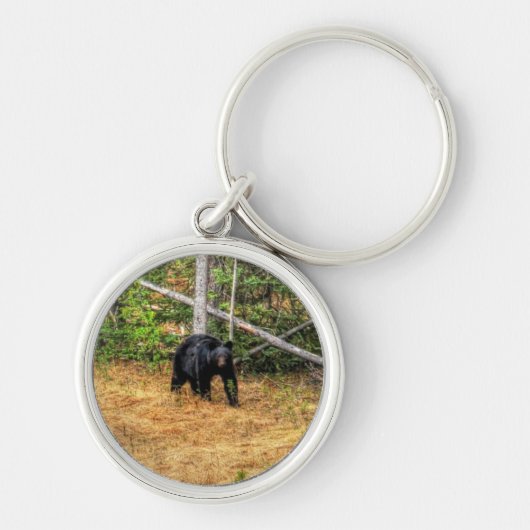 ワイルドブラックベア&ユーコンフォレストフォトアート キーホルダー (正面)
