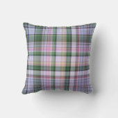 ワイルドブルーアスター紫、緑のストライプとプレイド クッション (裏面)