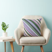 ワイルドブルーアスター紫、緑のストライプとプレイド クッション (椅子)