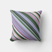 ワイルドブルーアスター紫、緑のストライプとプレイド クッション (正面)