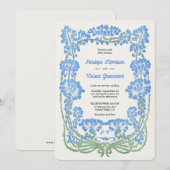 ワイルドブルーフラワーズレタータプレススタイルウェディング 招待状 (正面/裏面)