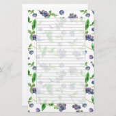 ワイルドブルーベリー水色フルーツグレーライン 便箋 (正面/裏面)