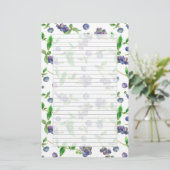 ワイルドブルーベリー水色フルーツグレーライン 便箋 (スタンド正面)