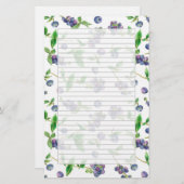 ワイルドブルーベリー水色フルーツグレーライン 便箋 (正面/裏面)