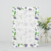 ワイルドブルーベリー水色フルーツグレーライン 便箋 (スタンド正面)