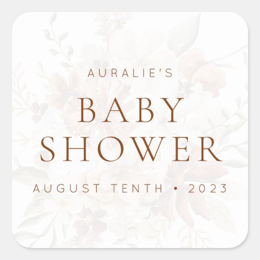 ワイルドブルーム ラスティック フラワール インビテーション & フェイバー スクエアシール (正面)