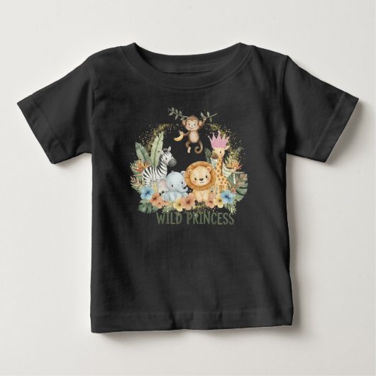 ワイルドプリンセス - ジャングルの動物たち ベビーTシャツ (正面)