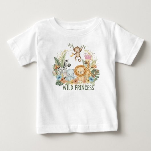 ワイルドプリンセス - ジャングルの動物たち ベビーTシャツ (正面)