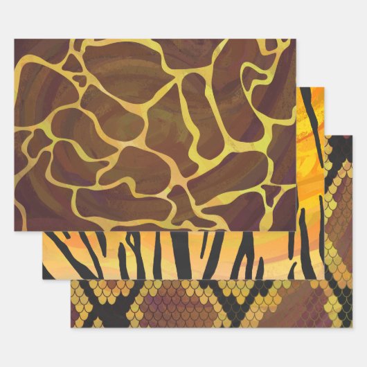 ワイルドプリントパターン ラッピングペーパーシート (セット)